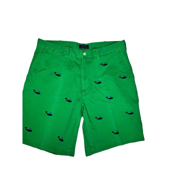 Polo Ralph Lauren Shorts Mens 35 Whale Embroidered Chino Classic Preppy Summer - Picture 1 of 6